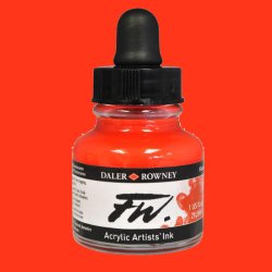 Daler Rowney - Daler Rowney FW Acrylic Artist Ink 29.5ml Cam Şişe Fluorescent Red 544