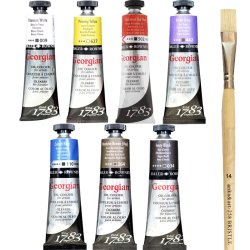 Anka Art - Daler Rowney Georgian Yağlı Boya 38ml Set 1 7li + Fırça Hediyeli