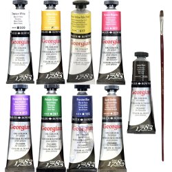 Anka Art - Daler Rowney Georgian Yağlı Boya 38ml Set 3 9lu + Fırça Hediyeli