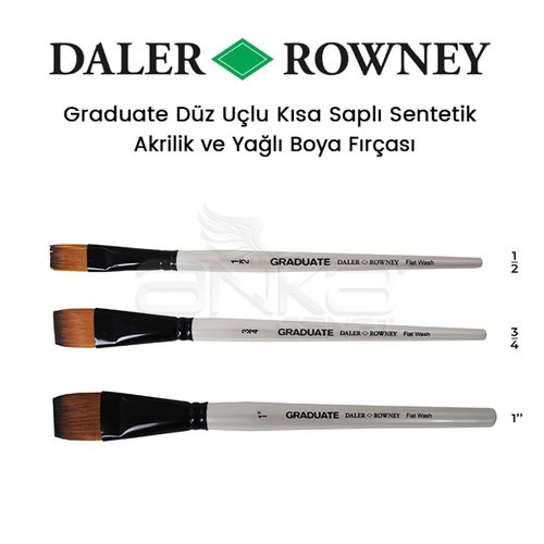 Daler Rowney Graduate Düz Uçlu Kısa Saplı Sentetik Fırça