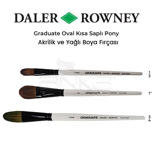 Daler Rowney Graduate Oval Kısa Saplı Pony Fırça