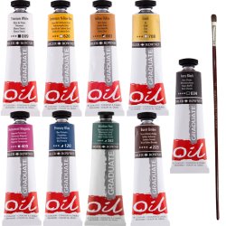 Anka Art - Daler Rowney Graduate Yağlı Boya 38ml Set 1 9lu + Fırça Hediyeli