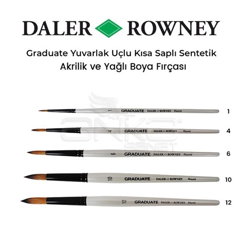 Daler Rowney Graduate Yuvarlak Uçlu Kısa Saplı Sentetik Fırça