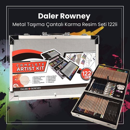 Daler Rowney Metal Taşıma Çantalı Karma Resim Seti 122li