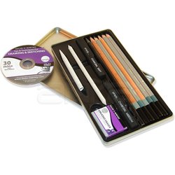 Daler Rowney Simply Charcoal Tin 12li Set - Thumbnail