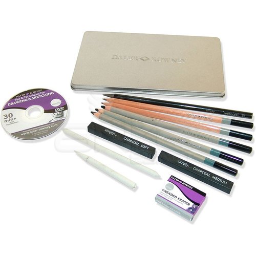 Daler Rowney Simply Charcoal Tin 12li Set