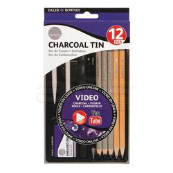 Daler Rowney - Daler Rowney Simply Charcoal Tin 12li Set