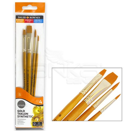 Daler Rowney Simply Gold Taklon Synthetic 4lü Fırça Seti Kod:401