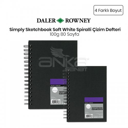 Daler Rowney Simply Sketchbook Soft White Spiralli Çizim Defteri 100g 80 Yaprak