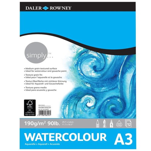 Daler Rowney Simply Watercolour Pad 12 Yaprak 190g