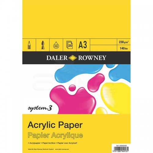 Daler Rowney System 3 Acrylic Paper 230g 20 Yaprak