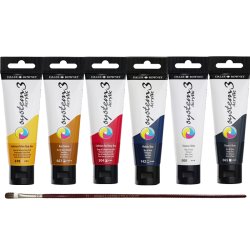 Anka Art - Daler Rowney System 3 Akrilik Boya 150ml 6lı Set + Fırça Hediyeli