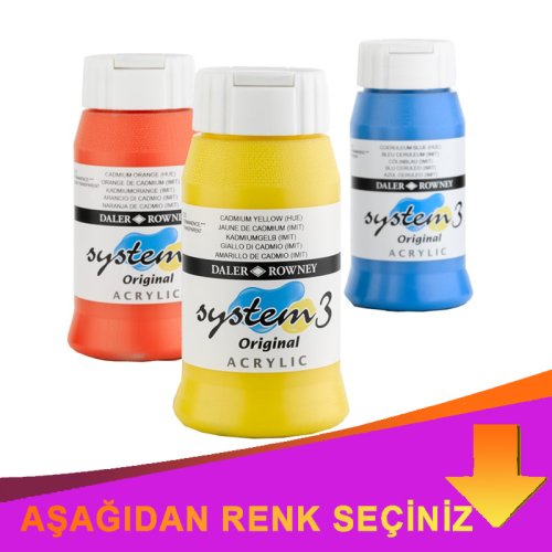 Daler Rowney System 3 Akrilik Boya 500ml İndirimli Renkler