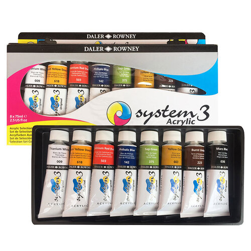 Daler Rowney System 3 Akrilik Boya Selection Set 8x75ml 129100025