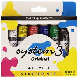 Daler Rowney - Daler Rowney System 3 Akrilik Boya Starter Set 6x22ml 129100005