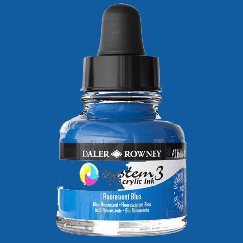 Daler Rowney System 3 Akrilik Mürekkep 29.5ml 100 Fluorescent Blue - 100 Fluorescent Blue