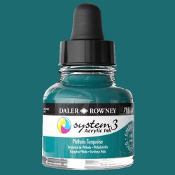 Daler Rowney - Daler Rowney System 3 Akrilik Mürekkep 29.5ml 154 Phthalo Turquoise