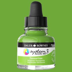 Daler Rowney - Daler Rowney System 3 Akrilik Mürekkep 29.5ml 349 Fluorescent Green