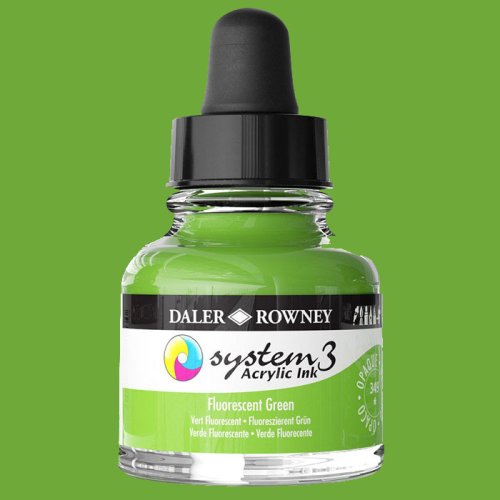 Daler Rowney System 3 Akrilik Mürekkep 29.5ml 349 Fluorescent Green - 349 Fluorescent Green