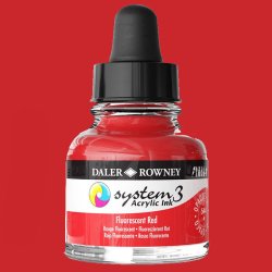 Daler Rowney - Daler Rowney System 3 Akrilik Mürekkep 29.5ml 544 Fluorescent Red