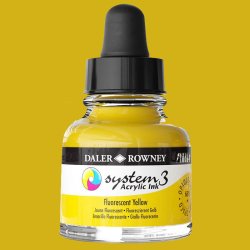 Daler Rowney - Daler Rowney System 3 Akrilik Mürekkep 29.5ml 681 Fluorescent Yellow