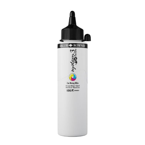 Daler Rowney System 3 Fluid Acrylic 250ml No:006 Zinc Mixing White