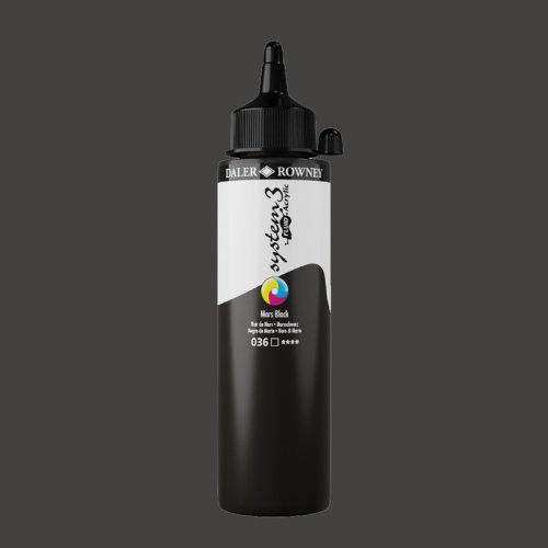 Daler Rowney System 3 Fluid Acrylic 250ml 036 Mars Black - 036 Mars Black