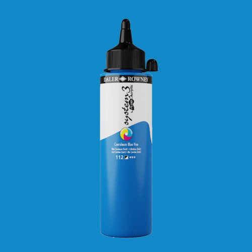 Daler Rowney System 3 Fluid Acrylic 250ml 112 Coeruleum Blue - 112 Coeruleum Blue