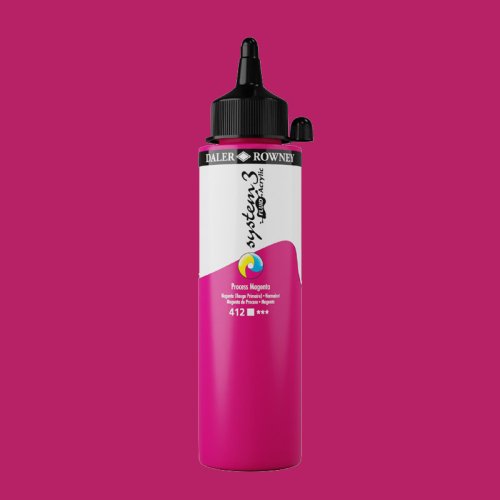 Daler Rowney System 3 Fluid Acrylic 250ml 412 Process Magenta - 412 Process Magenta