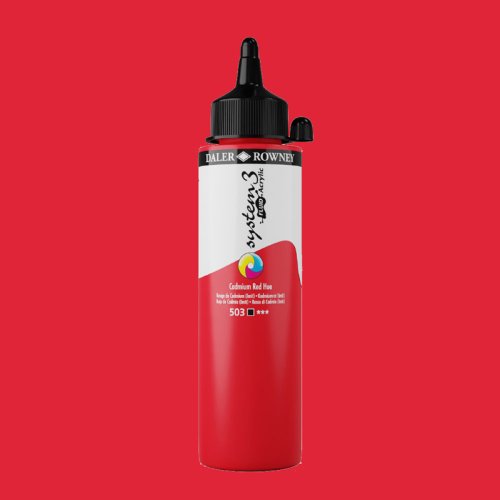 Daler Rowney System 3 Fluid Acrylic 250ml 503 Cadmium Red Hue - 503 Cadmium Red Hue