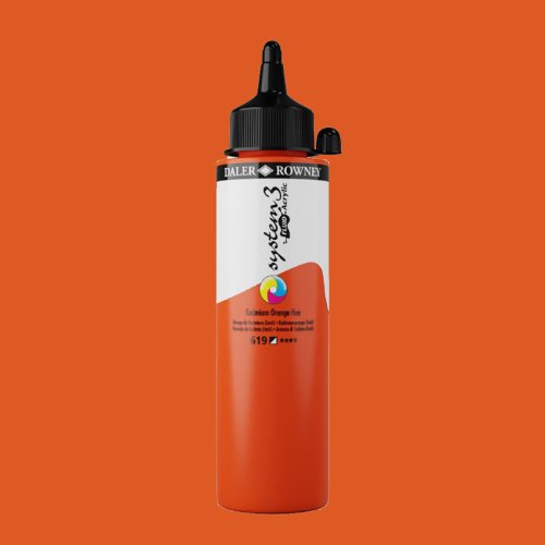 Daler Rowney System 3 Fluid Acrylic 250ml 619 Cad.Orange Hue - 619 Cad.Orange Hue