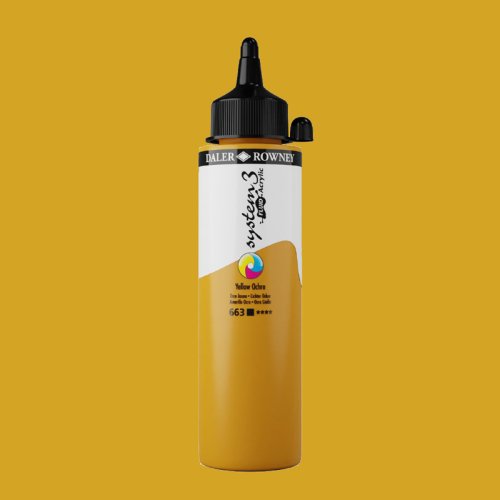 Daler Rowney System 3 Fluid Acrylic 250ml 663 Yellow ochre - 663 Yellow ochre