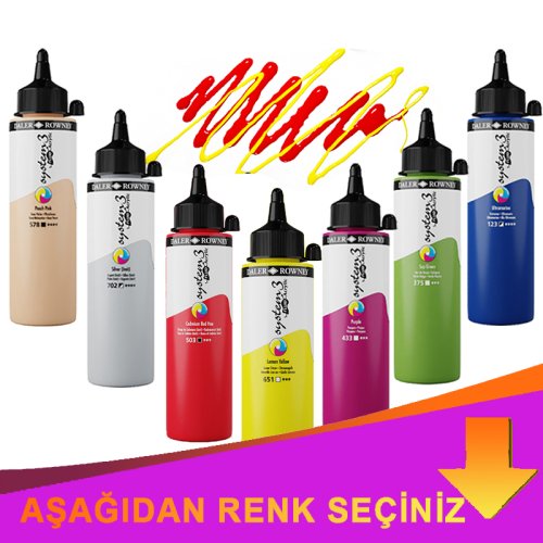 Daler Rowney System 3 Fluid Acrylic 250ml İndirimli Renkler