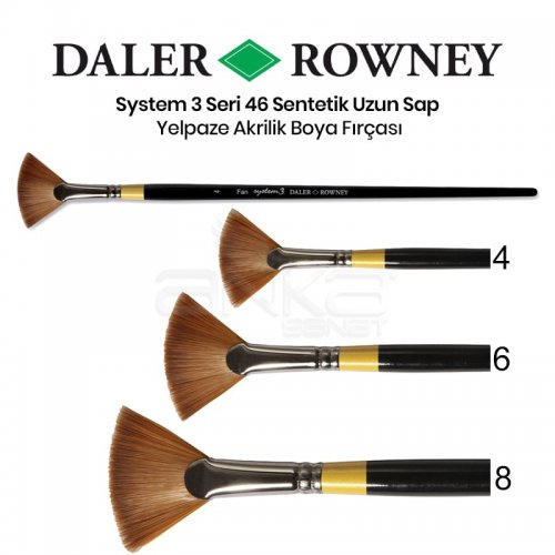 Daler Rowney System 3 Seri 46 Sentetik Uzun Sap Yelpaze Fırça