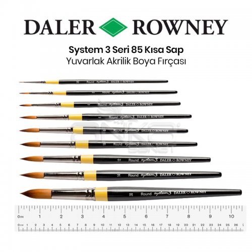 Daler Rowney System 3 Seri 85 Yuvarlak Sulu Boya ve Akrilik Boya Fırçası