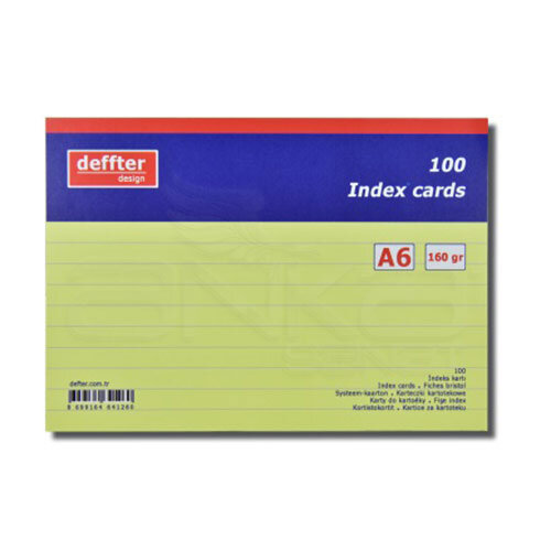 Deffter Index Cards 100lü A6 Sarı 160g