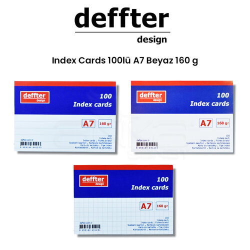 Deffter Index Cards 100lü A7 Beyaz 160g