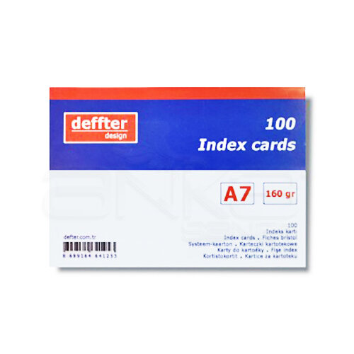 Deffter Index Cards 100lü A7 Beyaz 160g