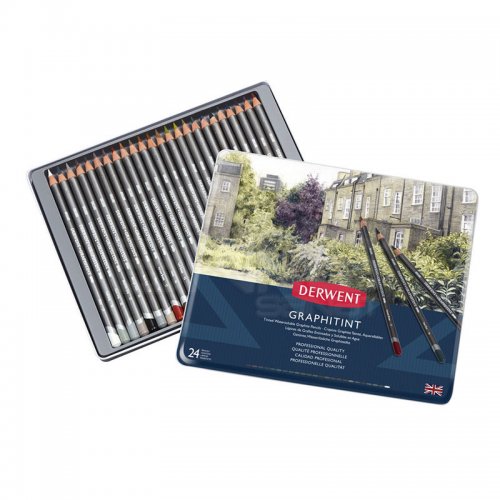 Derwent Graphitint Sulandırılabilen Renkli Grafit Kalem 24lü Set