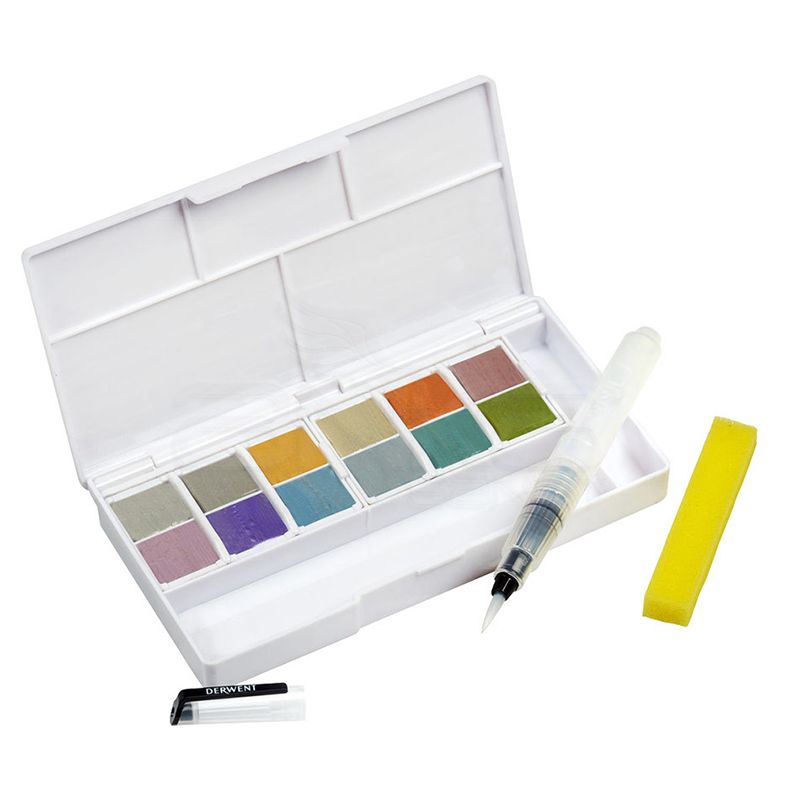 Derwent Metallic Paint Pan Set Fırça ve Süngerli 12li 2305657