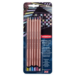 Derwent - Derwent Metallic Pencil Metalik Boya Kalemi 6lı Set