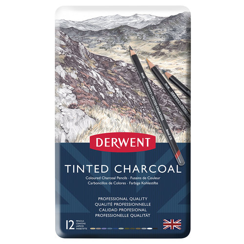 Derwent Tinted Charcoal Sulandırılabilen Renkli Füzen Kalem 12li Set