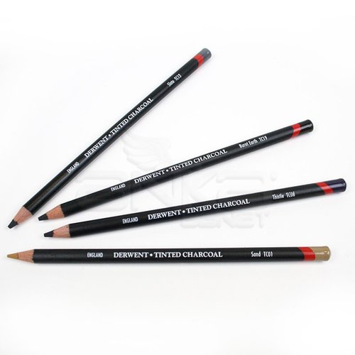 Derwent Tinted Charcoal Sulandırılabilen Renkli Füzen Kalem 24lü Set