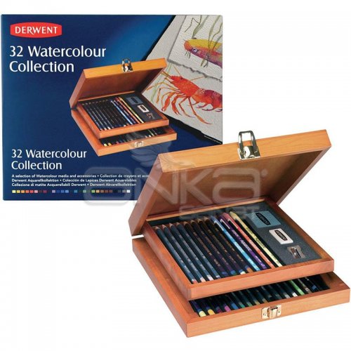 Derwent Watercolour Collection Sulu Boya Kalem Seti 32li Ahşap Kutu