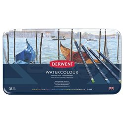 Derwent - Derwent Watercolour Pencil Sulu Boya Kalemi Seti 36lı Teneke Kutu