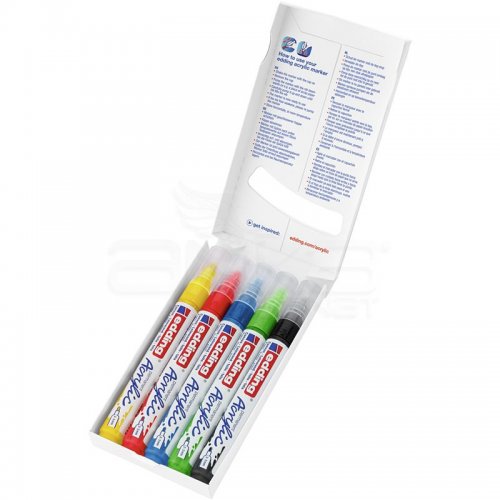 Edding 5100 Akrilik Marker Kalem 2-3mm Yuvarlak Uç 5li Temel Renkler