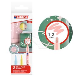 Edding - Edding 751 Gloss Paint Marker Pastel Renkler 1-2mm 3lü Set