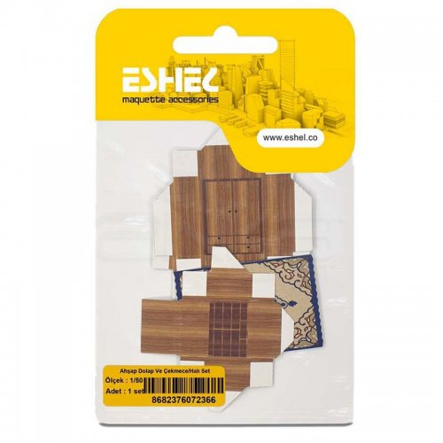 Eshel Ahşap Dolap Ve Çekmece-Halı Set 1-50 Paket İçi:1 Set