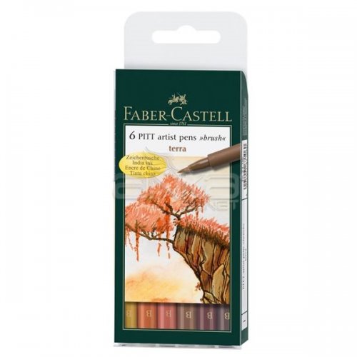 Faber Castell 6 Pitt Artist Pen Fırça Uçlu Çizim Kalemi Terra Tones