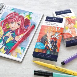 Faber Castell 6 Pitt Artist Pen Manga Kaoiro Set 167168 - Thumbnail